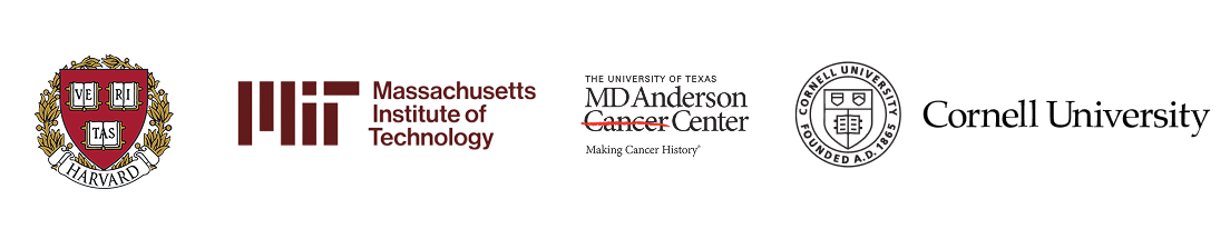 Research partners — Harvard, MIT, MD Anderson, Cornell